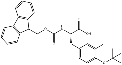 L-Tyrosine, O-(1,1-dimethylethyl)-N-[(9H-fluoren-9-ylmethoxy)carbonyl]-3-iodo- 化学構造式