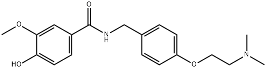 Benzamide, N-[[4-[2-(dimethylamino)ethoxy]phenyl]methyl]-4-hydroxy-3-methoxy- Struktur