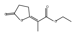 Propanoic acid, 2-(dihydro-5-oxo-2(3H)-furanylidene)-, ethyl ester, (E)- (9CI) Structure