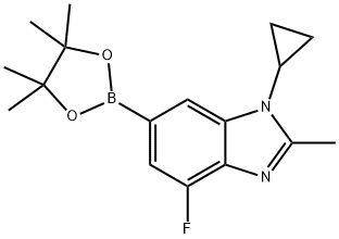 1H-Benzimidazole, 1-cyclopropyl-4-fluoro-2-methyl-6-(4,4,5,5-tetramethyl-1,3,2-dioxaborolan-2-yl)- Structure