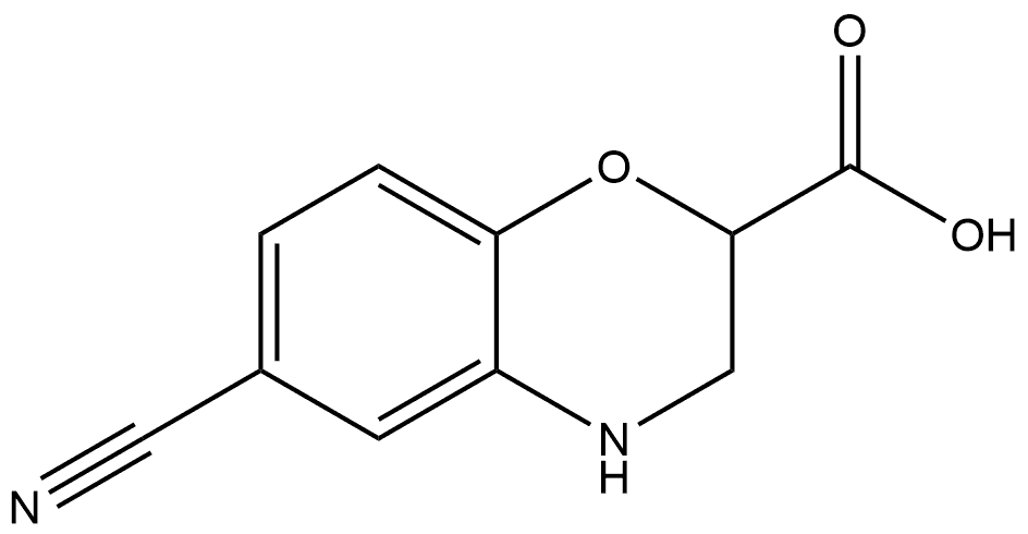 6-Cyano-3,4-dihydro-2H-1,4-benzoxazine-2-carboxylic acid Structure