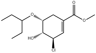 1-Cyclohexene-1-carboxylic acid, 3-chloro-5-(1-ethylpropoxy)-4-hydroxy-, methyl ester, (3R,4R,5R)- 化学構造式