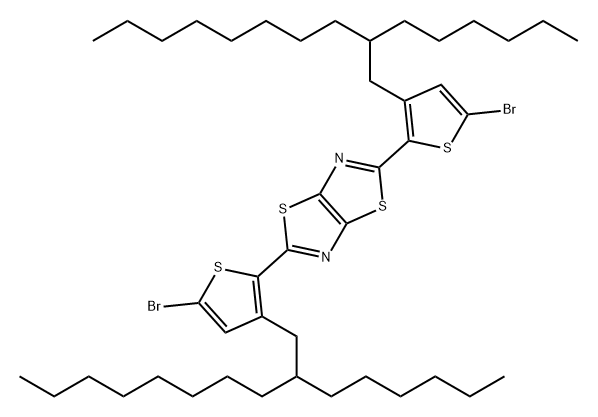 Thiazolo[5,4-d]thiazole, 2,5-bis[5-bromo-3-(2-hexyldecyl)-2-thienyl]-,1234568-61-6,结构式