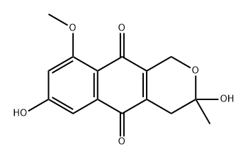 1H-Naphtho[2,3-c]pyran-5,10-dione, 3,4-dihydro-3,7-dihydroxy-9-methoxy-3-methyl- Struktur
