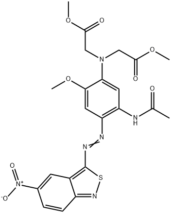 Glycine, N-[5-(acetylamino)-2-methoxy-4-[2-(5-nitro-2,1-benzisothiazol-3-yl)diazenyl]phenyl]-N-(2-methoxy-2-oxoethyl)-, methyl ester Struktur