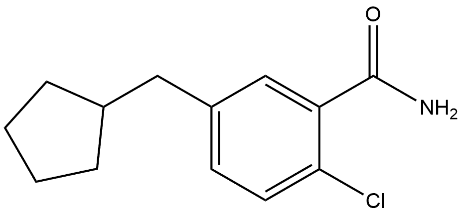 2-Chloro-5-(cyclopentylmethyl)benzamide 结构式