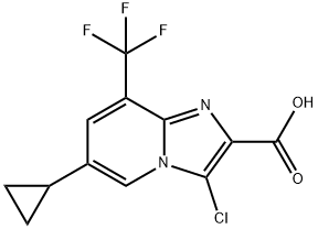 3-氯-6-环丙基-8-(三氟甲基)咪唑并[1,2-A]吡啶-2-羧酸 结构式