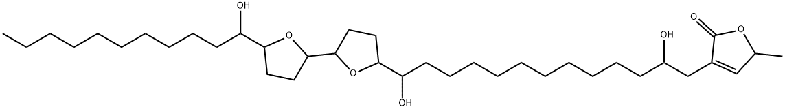 3-[13-[[5'-(1-ヒドロキシウンデシル)オクタヒドロ[2,2'-ビフラン]]-5-イル]-2,13-ジヒドロキシトリデシル]-5-メチルフラン-2(5H)-オン 化学構造式