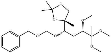 ribo-2-Heptulose, 1,4-dideoxy-6-C-methyl-3-O-methyl-6,7-O-(1-methylethylidene)-5-O-(phenylmethoxy)methyl-, dimethyl acetal Struktur