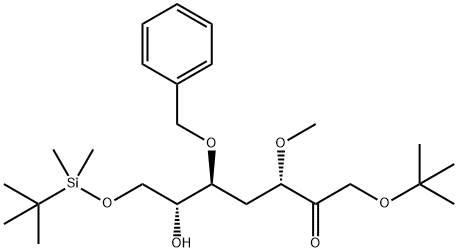 D-ribo-2-Heptulose, 4-deoxy-1-O-(1,1-dimethylethyl)-7-O-(1,1-dimethylethyl)dimethylsilyl-3-O-methyl-5-O-(phenylmethyl)-|