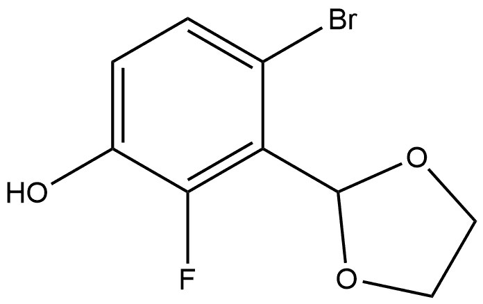 4-Bromo-3-(1,3-dioxolan-2-yl)-2-fluorophenol 化学構造式