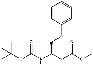 Butanoic acid, 3-[[(1,1-dimethylethoxy)carbonyl]amino]-4-(phenylthio)-, methyl ester, (3R)- 化学構造式