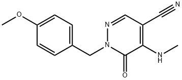 1-(4-甲氧基苄基)-5-(甲氨基)-6-氧代-1,6-二氢哒嗪-4-腈, 1240496-72-3, 结构式