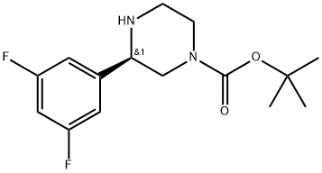 1-Piperazinecarboxylic acid, 3-(3,5-difluorophenyl)-, 1,1-dimethylethyl ester, (3R)- Struktur