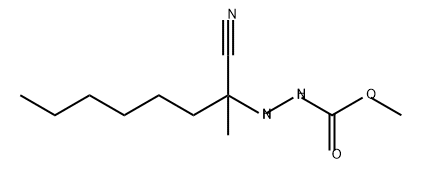 Hydrazinecarboxylic acid, 2-(1-cyano-1-methylheptyl)-, methyl ester 化学構造式