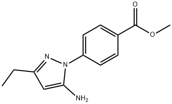 Benzoic acid, 4-(5-amino-3-ethyl-1H-pyrazol-1-yl)-, methyl ester Struktur