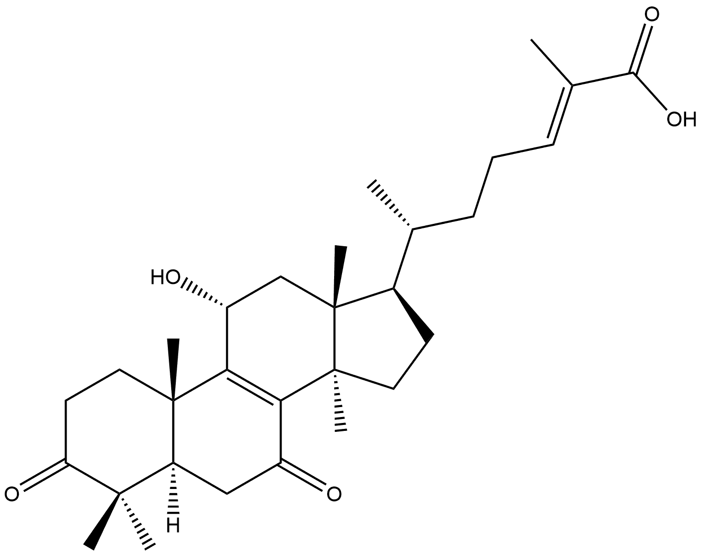 Lanosta-8,24-dien-26-oic acid, 11-hydroxy-3,7-dioxo-, (11α,24E)- Struktur