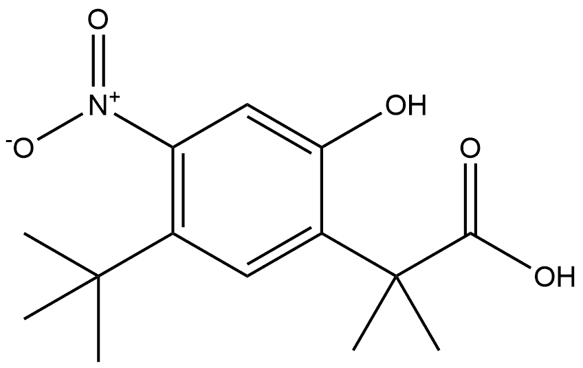 Benzeneacetic acid, 5-(1,1-dimethylethyl)-2-hydroxy-α,α-dimethyl-4-nitro- Structure