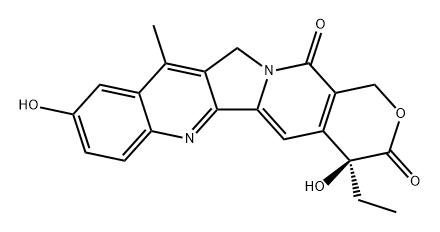 1H-Pyrano[3',4':6,7]indolizino[1,2-b]quinoline-3,14(4H,12H)-dione, 4-ethyl-4,9-dihydroxy-11-methyl-, (4S)- Structure