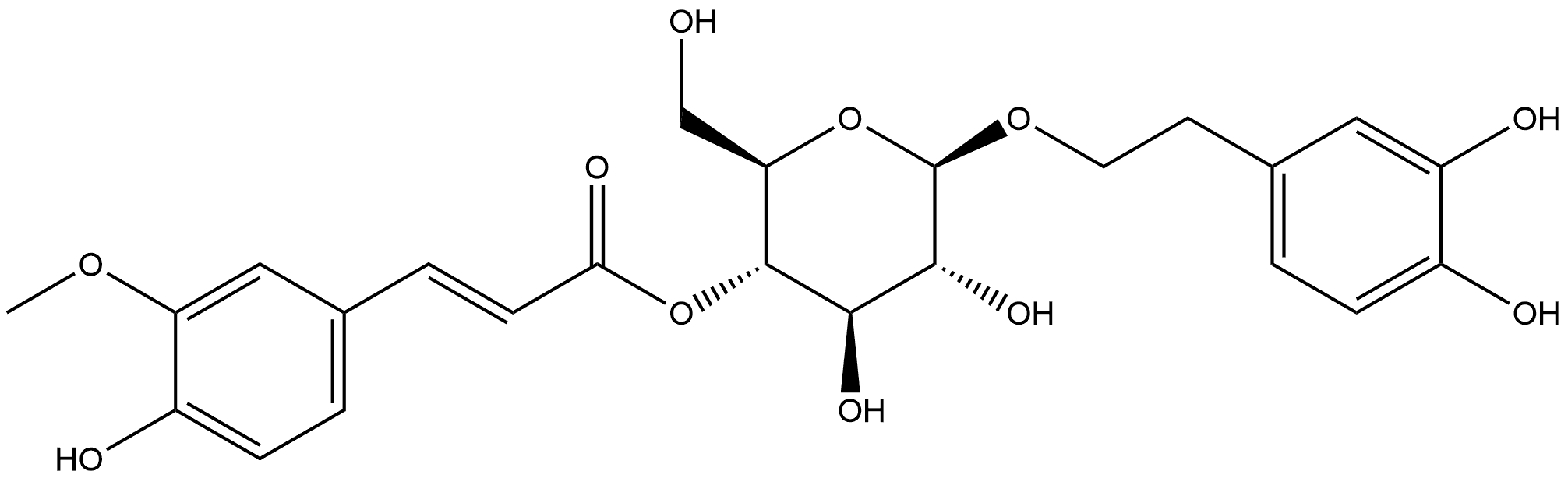 β-D-Glucopyranoside, 2-(3,4-dihydroxyphenyl)ethyl, 4-[(2E)-3-(4-hydroxy-3-methoxyphenyl)-2-propenoate] Structure