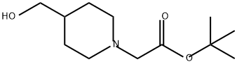 1-Piperidineacetic acid, 4-(hydroxymethyl)-, 1,1-dimethylethyl ester 结构式