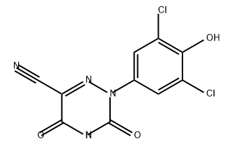 1,2,4-Triazine-6-carbonitrile, 2-(3,5-dichloro-4-hydroxyphenyl)-2,3,4,5-tetrahydro-3,5-dioxo- Structure