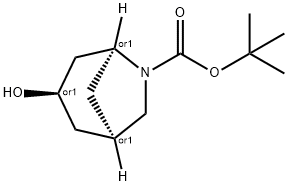 tert-butyl endo-3-hydroxy-6-azabicyclo[3.2.1]octane-6-carboxylate 化学構造式