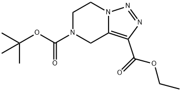 5-(tert-butyl) 3-ethyl 6,7-dihydro-[1,2,3]triazolo[1,5-a]pyrazine-3,5(4H)-dicarboxylate Struktur