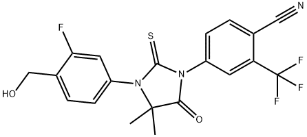 Benzonitrile, 4-[3-[3-fluoro-4-(hydroxymethyl)phenyl]-4,4-dimethyl-5-oxo-2-thioxo-1-imidazolidinyl]-2-(trifluoromethyl)- Structure