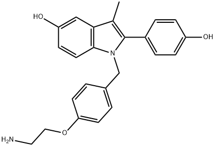 1H-Indol-5-ol, 1-[[4-(2-aminoethoxy)phenyl]methyl]-2-(4-hydroxyphenyl)-3-methyl- 化学構造式
