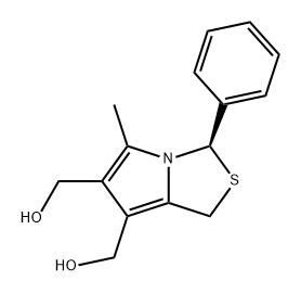 1H,3H-Pyrrolo[1,2-c]thiazole-6,7-dimethanol, 5-methyl-3-phenyl-, (3R)- Struktur