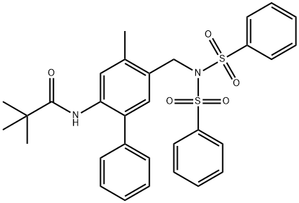 Propanamide, N-[5-[[bis(phenylsulfonyl)amino]methyl]-4-methyl[1,1'-biphenyl]-2-yl]-2,2-dimethyl- Structure