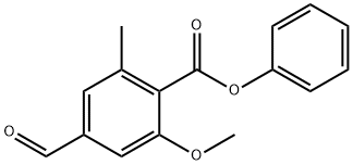 phenyl 4-formyl-2-methoxy-6-methylbenzoate 化学構造式