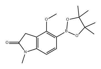 2H-Indol-2-one, 1,3-dihydro-4-methoxy-1-methyl-5-(4,4,5,5-tetramethyl-1,3,2-dioxaborolan-2-yl)- Structure