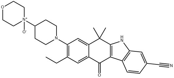 4-(1-(3-Cyano-9-ethyl-6,6-dimethyl-11-oxo-6,11-dihydro-5H-benzo[b]carbazol-8-yl)piperidin-4-yl)morph Struktur