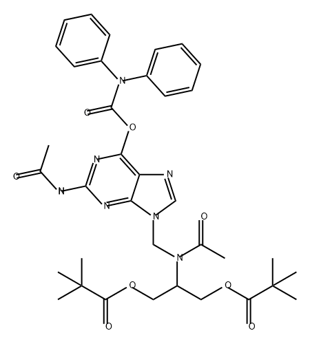 Propanoic acid, 2,2-dimethyl-, 1,1'-[2-[acetyl[[2-(acetylamino)-6-[[(diphenylamino)carbonyl]oxy]-9H-purin-9-yl]methyl]amino]-1,3-propanediyl] ester