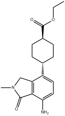 Cyclohexanecarboxylic acid, 4-(7-amino-2,3-dihydro-2-methyl-1-oxo-1H-isoindol-4-yl)-, ethyl ester, trans- 结构式