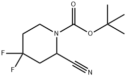 1-Piperidinecarboxylic acid, 2-cyano-4,4-difluoro-, 1,1-dimethylethyl ester,1259011-98-7,结构式