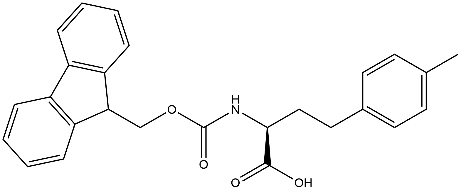 (S)-2-((((9H-芴-9-基)甲氧基)羰基)氨基)-4-(对甲苯基)丁酸, 1260587-57-2, 结构式