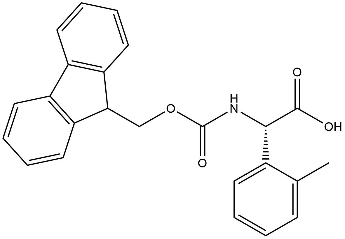 (2S)-2-(9H-fluoren-9-ylmethoxycarbonylamino)-2-(2-methylphenyl)acetic acid 化学構造式