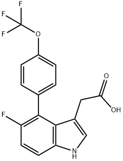 5-Fluoro-4-(4-(trifluoromethoxy)phenyl)indole-3-acetic acid 化学構造式