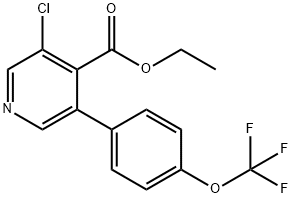 Ethyl 3-chloro-5-(4-(trifluoromethoxy)phenyl)isonicotinate 结构式