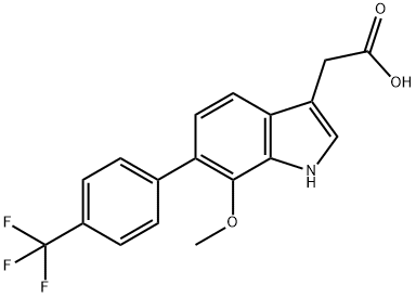 7-Methoxy-6-(4-(trifluoromethyl)phenyl)-indole-3-acetic acid 结构式