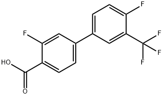 2-Fluoro-4-(4-fluoro-3-trifluoromethylphenyl)benzoic acid 化学構造式