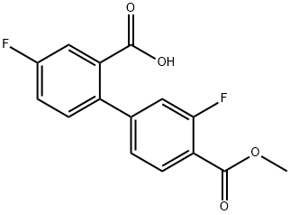 5-Fluoro-2-(3-fluoro-4-methoxycarbonylphenyl)benzoic acid Struktur