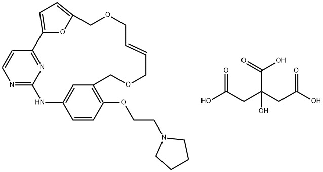 7,12,26-Trioxa-19,21,24-triazatetracyclo[18.3.1.12,5.114,18]hexacosa-1(24),2,4,9,14,16,18(25),20,22-nonaene, 15-[2-(1-pyrrolidinyl)ethoxy]-, 2-hydroxy-1,2,3-propanetricarboxylate (1:1) Struktur