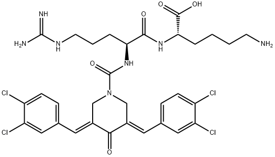 L-Lysine, N2-[[(3E,5E)-3,5-bis[(3,4-dichlorophenyl)methylene]-4-oxo-1-piperidinyl]carbonyl]-L-arginyl- Struktur