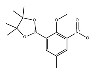 2-(2-甲氧基-5-甲基-3-硝基苯基)-4,4,5,5-四甲基-1,3,2-二氧硼杂环戊烷, 1262298-16-7, 结构式