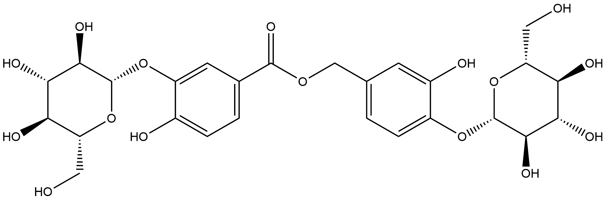 4-[[[3-(β-D-Glucopyranosyloxy)-4-hydroxybenzoyl]oxy]methyl]-2-hydroxyphenyl β-D-glucopyranoside Struktur