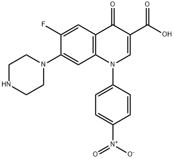3-Quinolinecarboxylic acid, 6-fluoro-1,4-dihydro-1-(4-nitrophenyl)-4-oxo-7-(1-piperazinyl)- Structure